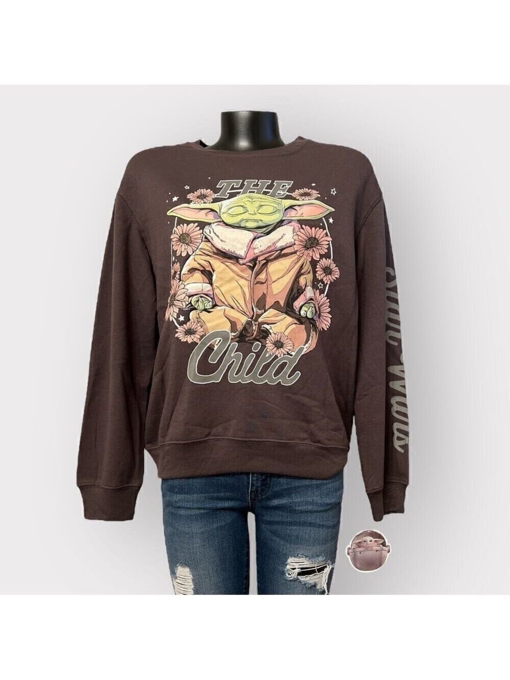 Disney Star Wars NEW Grogu Mandalorian Sweater Juniors M The Child Baby Yoda Top